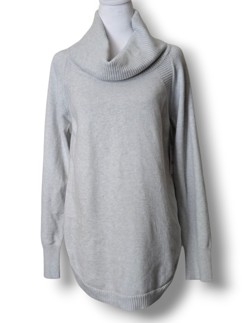 NWT Time & Tru Heather Grey Cowl Neck Tunic Sweater - Size Medium